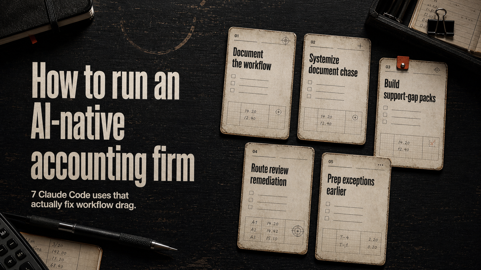 Editorial illustration for How to Run an AI-Native Accounting Firm: The 7 Best Uses of Claude Code for Accounting Professionals.
